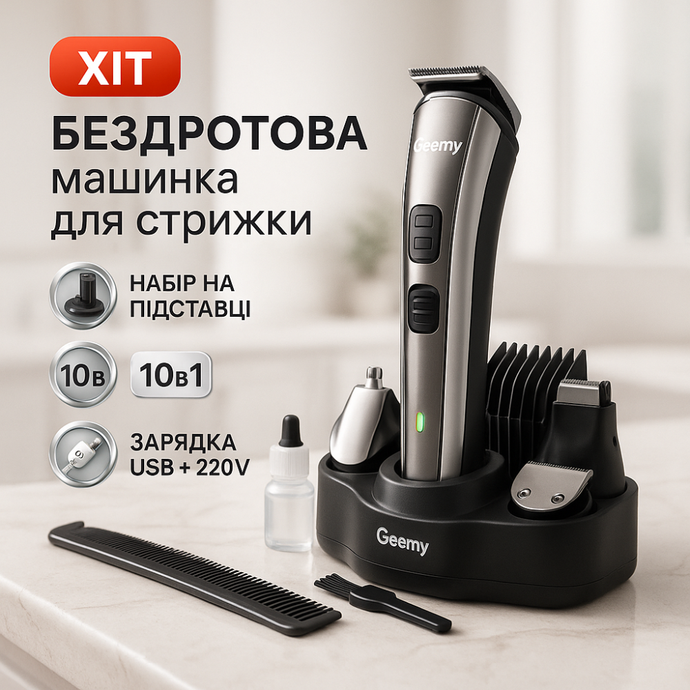 Качественная машинка для стрижки с комплектом GEMEI GM-592, Удобная машинка для стрижки дома DK-58 Львов - изображение 20