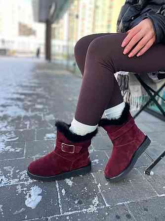 Без бренда Угги жіночі YDG бордові натуральна замша висота 16 см (1715) Коломыя