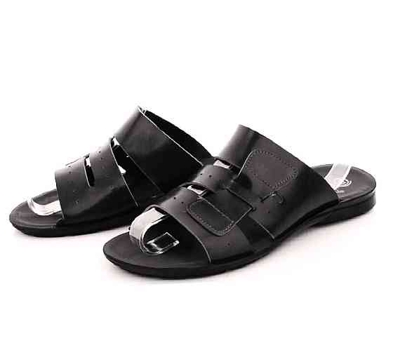 Мужские Шлёпанцы Тапочки Сланцы Чёрные Кожаные (размеры: 41,42,43,45) Днепр