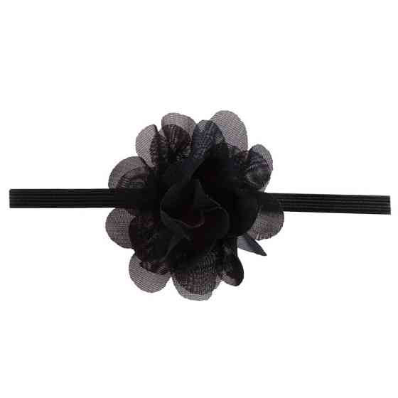 Детская повязка на голову с шифоновым цветком one size черный Киев