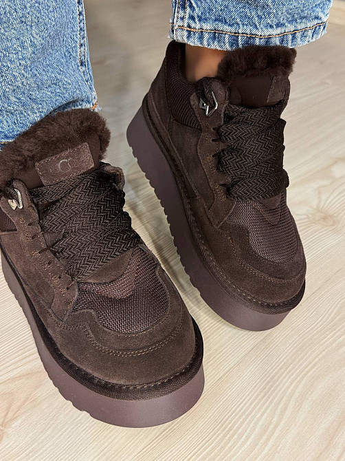 Черевики жіночі Hengji 275-4 уггі замшеві на платформі з хутром коричневі, 39, 24,5 см Київ - фото 11