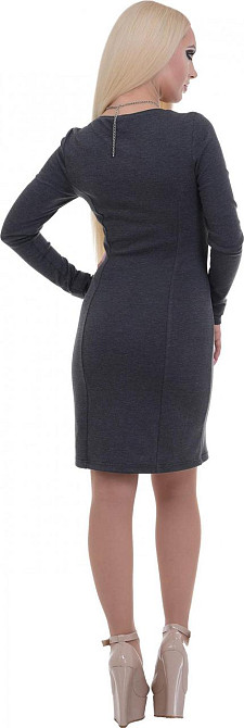 Модное коктейльное платье серого цвета с длинным рукавом (44) Киев - изображение 3