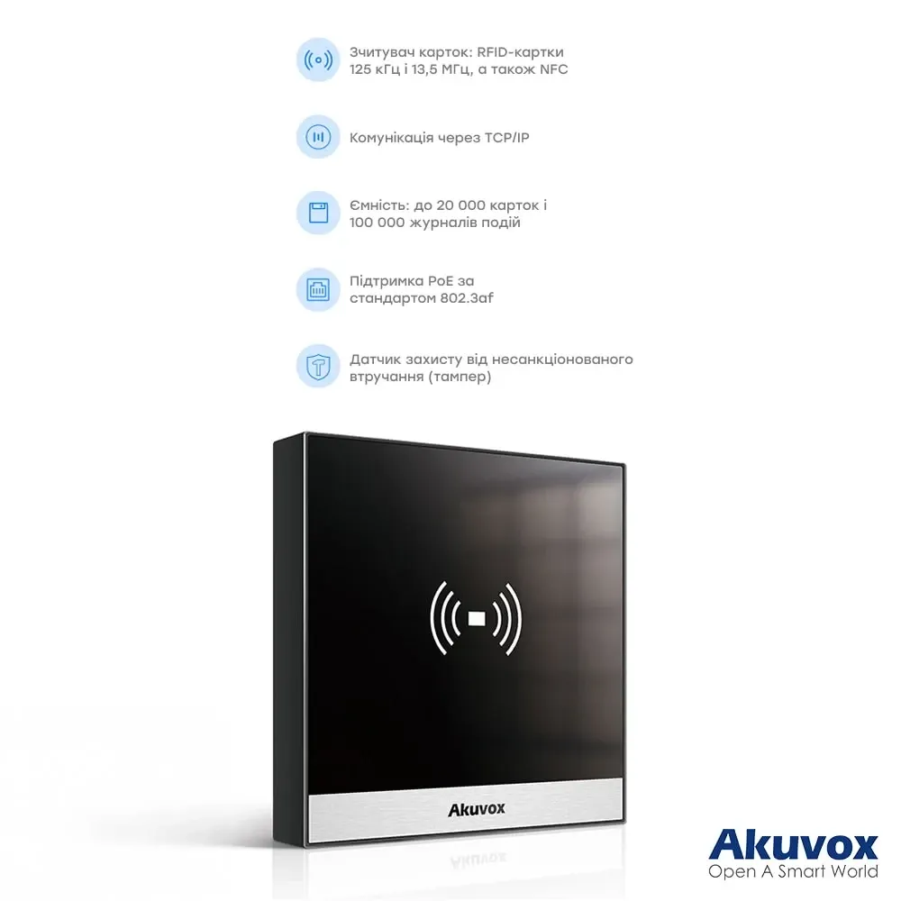 Термінал контролю доступу Akuvox A01 зі зчитувачем EM-Marine / Mifare / NFC (00-00000424) Киев - изображение 4