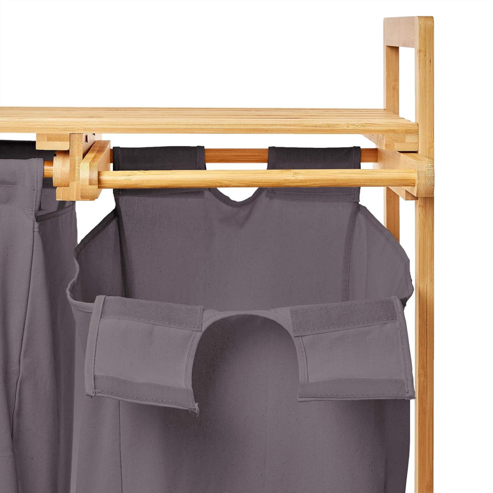 Бамбуковый стеллаж для ванной комнаты 2в1 | Открытая полка + 2 вместительные корзины для одежды, 64×33×73см Каменец-Подольский - изображение 4