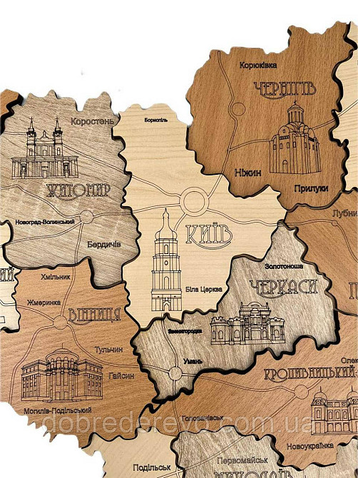 Дерев'яна карта України "Тополя" 100х70 Вижниця - фото 6