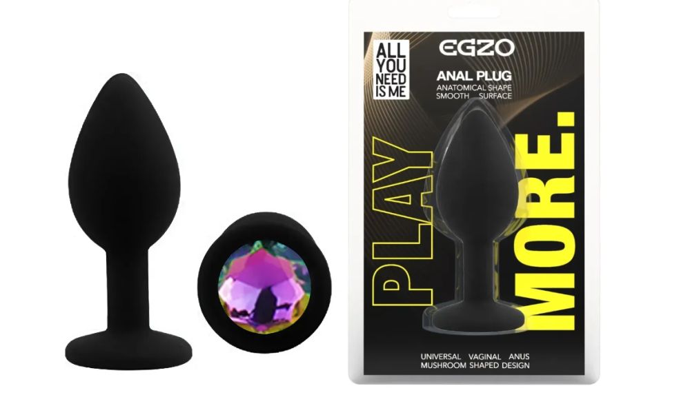 Силіконова анальна пробка EGZO - Silicone Black Round Plug Rainbow, size S Sex Aura Київ - фото 1