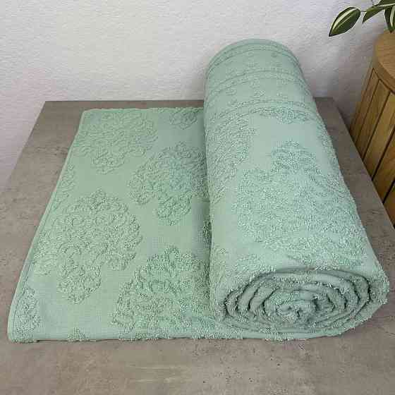 Простирадло-покривало жаккардове махрове 100% Бавовна GM TEXTILE 150x200см 400г/м2 (М'ятний) Суми