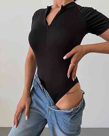 Жіночий базовий боді на блискавці мікродайвінг Чорний, 46/48 Одеса
