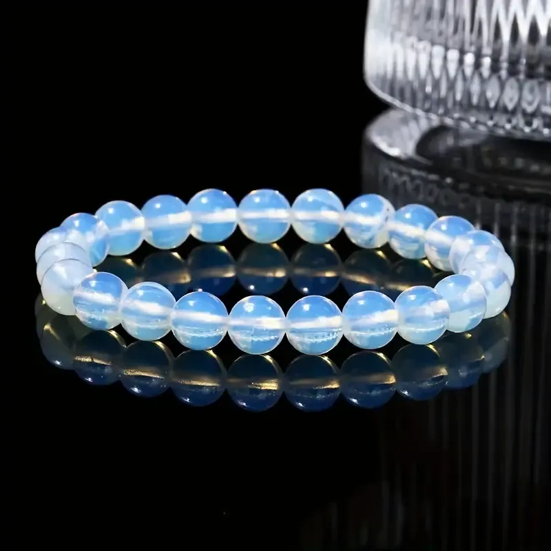 Браслет из опала 8 мм, длина 19 см — эластичный браслет из бусин на руку Киев - изображение 2