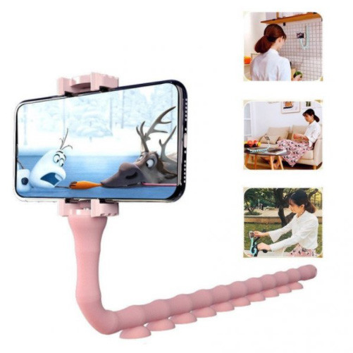 Гибкий держатель для телефона с присосками универсальный Cute Worm Lazy Holder. Цвет: розовый GH-11 Львов - изображение 12