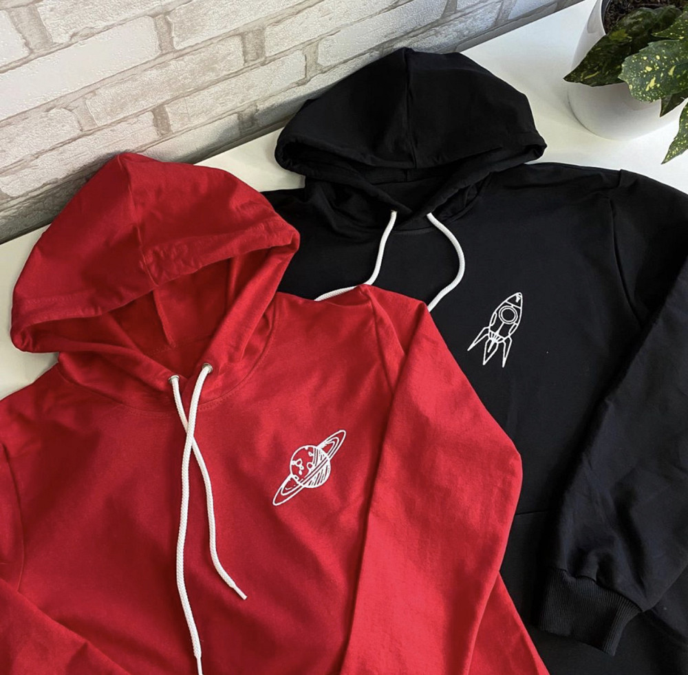 Парные толстовки Марс и Ракета с капюшоном и кармашком для парня и девушки Черновцы - изображение 1