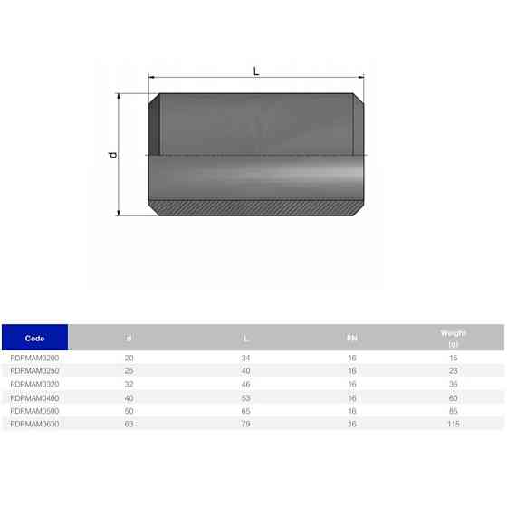 Втулка ПВХ Effast RDRMAM0400 клейова, d40 мм Київ