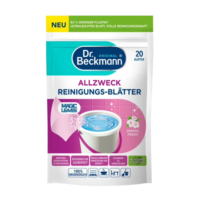 Універсальний миючий засіб у формі листів Spring Fresh Dr. Beckmann, 20 шт Dr. Beckmann Reinigungs-B Львів - фото 1