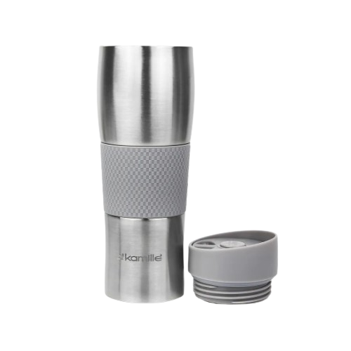 Термопляшка 480мл з нержавіючої сталі з TPR-вставкою (ментоловий, блакитний, ліловий, сірий) Житомир - фото 9