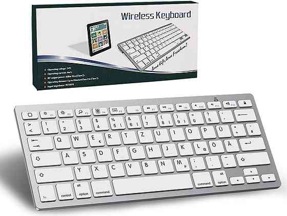 Бездротова Bluetooth клавіатура SRAYG, 78 клавіш, срібна, QWERTZ, для ноутбука, планшета, iOS Androi Київ