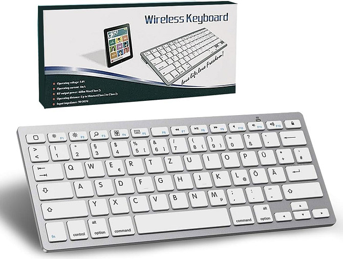 Бездротова Bluetooth клавіатура SRAYG, 78 клавіш, срібна, QWERTZ, для ноутбука, планшета, iOS Androi Київ - фото 1