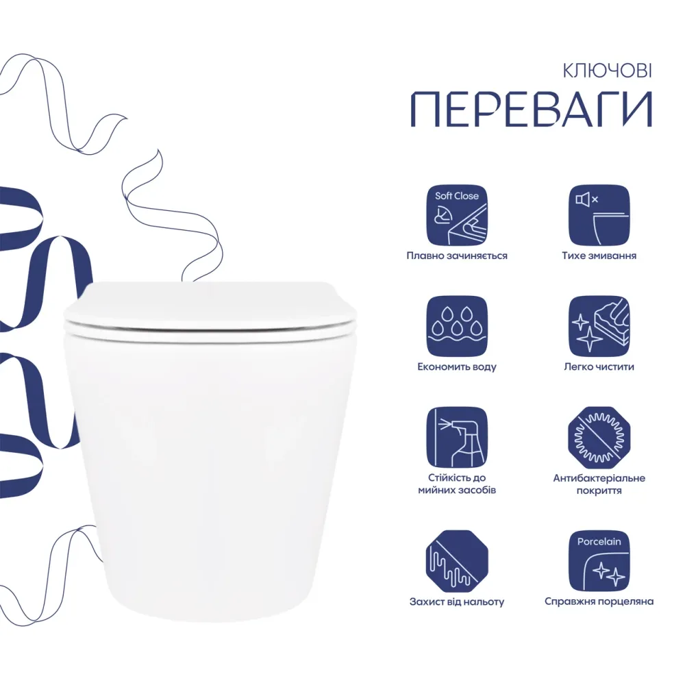 Унітаз підвісний Qtap Scorpio безобідковий Ultra Quiet із сидінням Soft-close QT14332380AW Київ - фото 19
