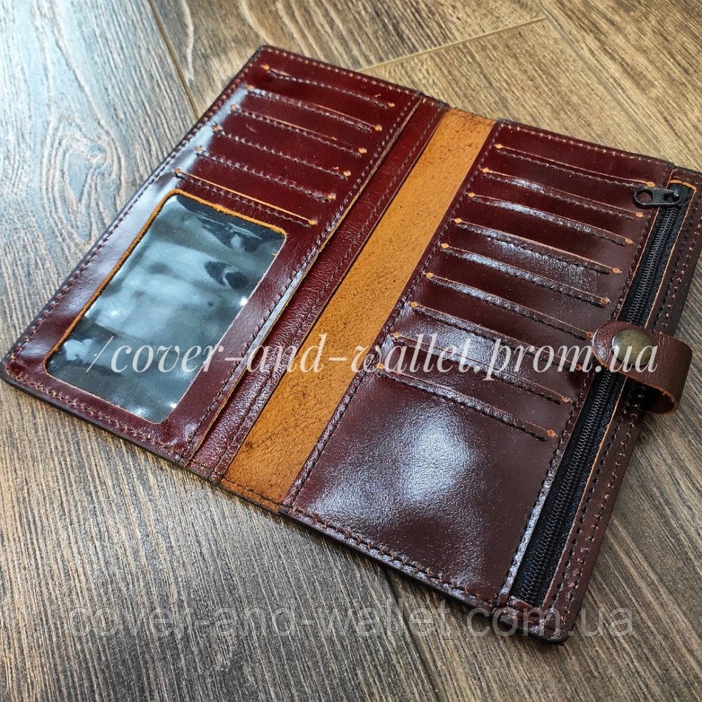 Тонкий мужской кожаный кошелек купюрник ручной роботы Puos Киев - изображение 4
