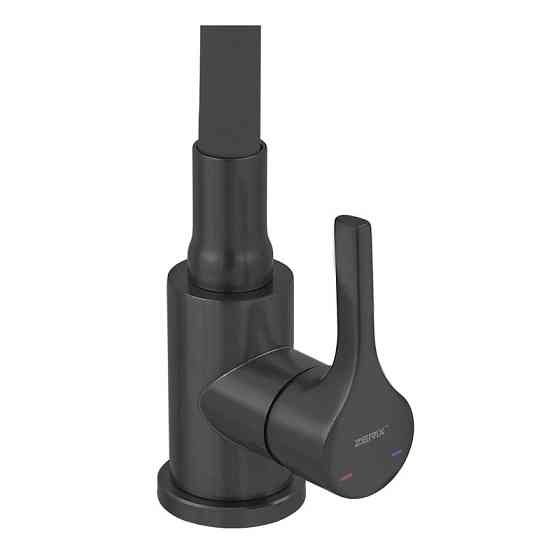 Кухонный смеситель ZERIX REX-011 BLACK REFL.BLACK из нержавеющей стали с черным силиконовым изливом (ZX6132) Харьков