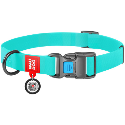 Ошейник для животных WAUDOG Waterproof пластиковая пряжка-фастекс Ш 15 мм Д 25-35 см ментол (2744) Винница - изображение 1