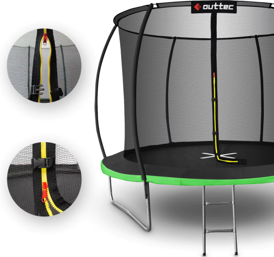 Батут OUTTEC Pumpkin з внутрішньою сіткою 12 футів 374 см чорно-зелений Київ