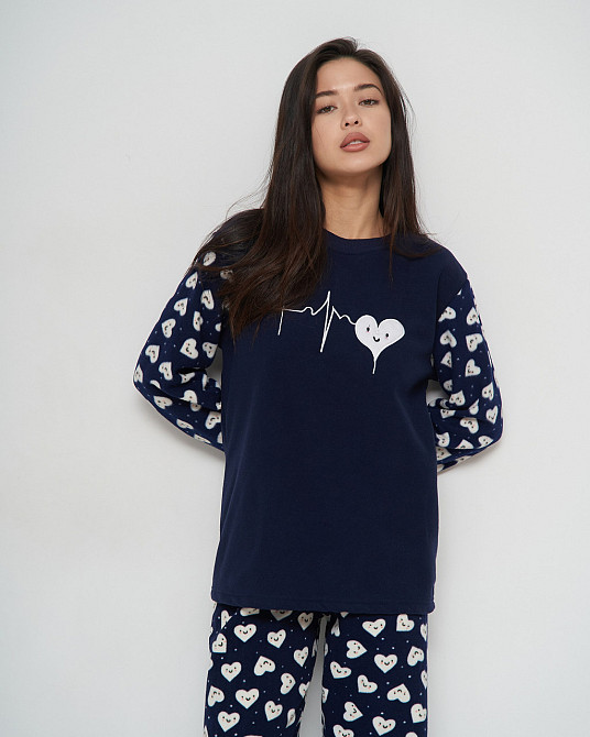 Женский теплый домашний костюм со штанами Флис - Сердечки Lady Secret 94115 XL Киев - изображение 2