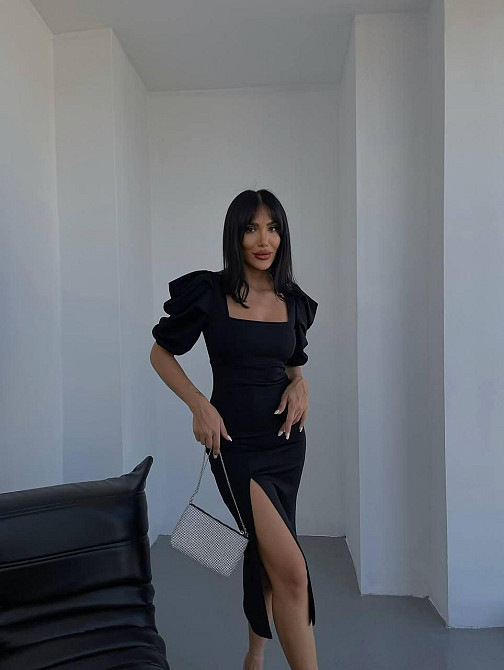 Женское праздничное облегающее платье с разрезом креп-дайвинг Одесса - изображение 3