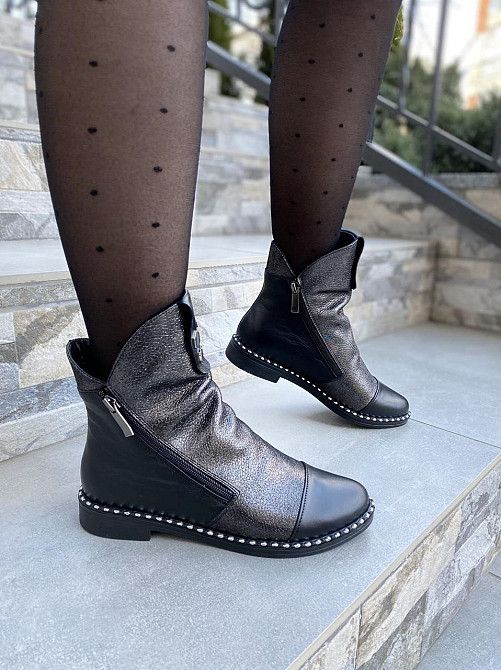 Vesna Жіночі черевики VESNA чорні натуральна шкіра-сатин зима висота 13 см (2266) 36р.39р. 39 Коломыя - изображение 1