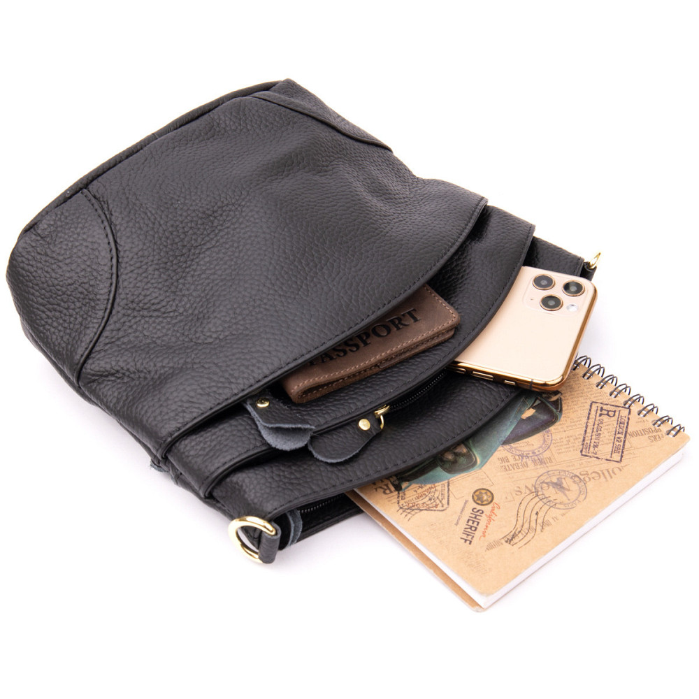 Женская компактная сумка из кожи 20415 Vintage Черная Киев - изображение 6