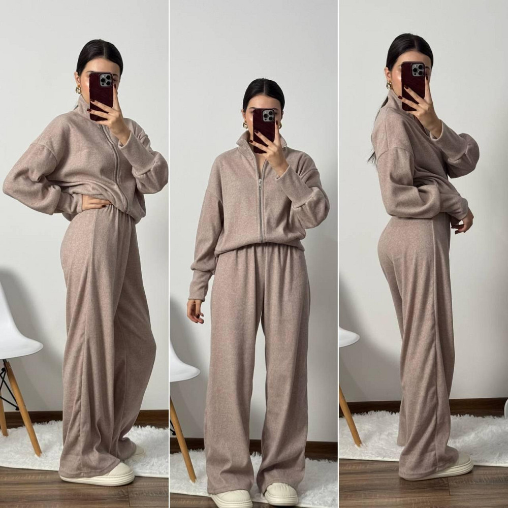 Женский теплый базовый костюм двойка: кофта и штаны турецкая ангора Беж, 42/44 Одесса - изображение 1