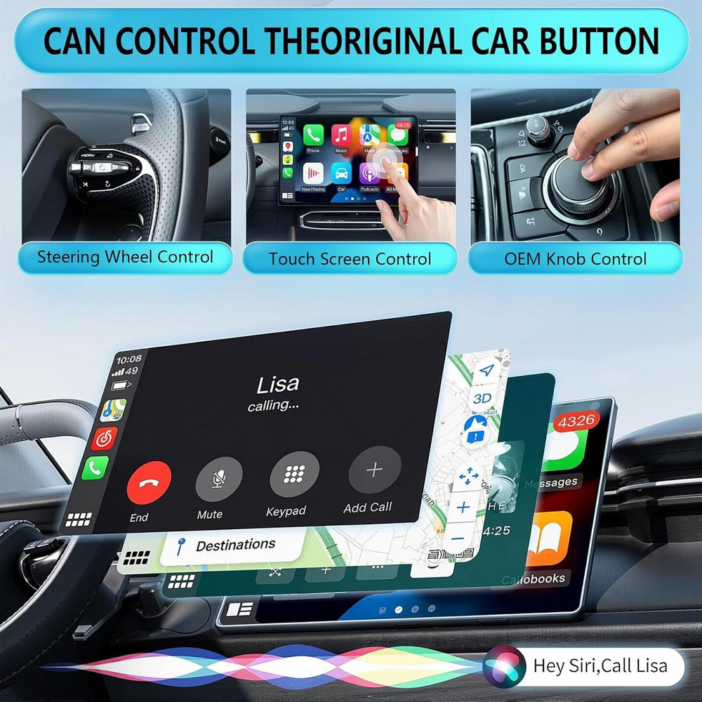 Адаптер бездротовий WCA-01 чорний конвертер дротового CarPlay в бездротовий Android Auto 5GHz WiFi Bluetooth 5.4 USB/Type-C iOS10+ Київ - фото 9