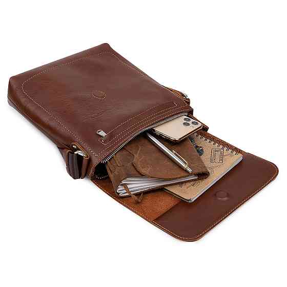 Кожаная мужская сумка через плечо GRANDE PELLE 11567 Коричневый Киев