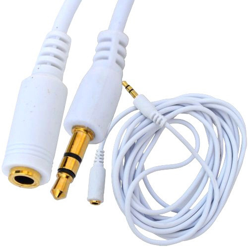 Шнур аудіо - відео штекер 3,5 стерео - гніздо 3,5 стерео, gold, діам.-3мм, 3м, білий, Tcom Шнур ауді Полтава - фото 1