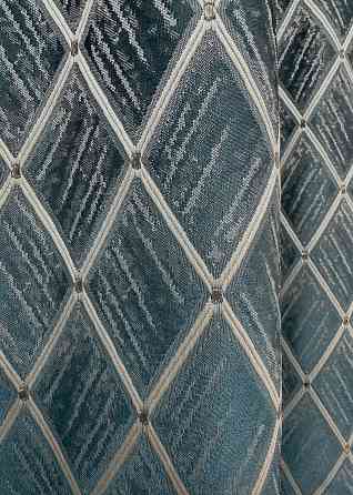 Комплект готових штор VR-Textil Жакард RUBI № 1761ш Темно-лазурний з молочним 150х300 см 2 шт (33-0721) Київ