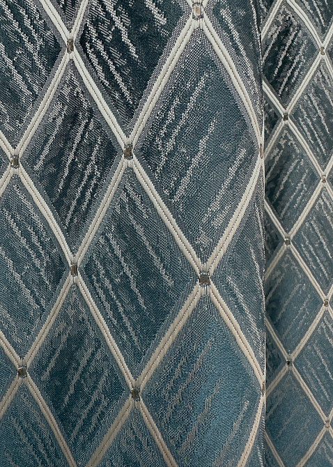 Комплект готових штор VR-Textil Жакард RUBI № 1761ш Темно-лазурний з молочним 150х300 см 2 шт (33-0721) Київ - фото 6