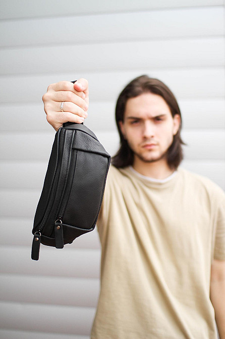 Сумка на пояс из натуральной кожи флотарий SL005 (Черная) Сумы - изображение 9