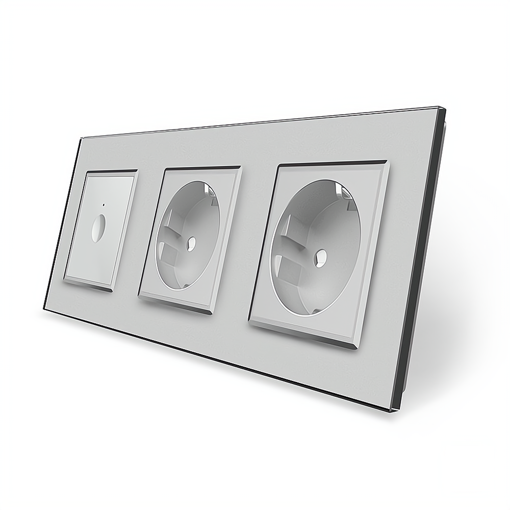 LIVOLO Сенсорний прохідний/перехресний вимикач Sense 1 сенсор 2 розетки Livolo сірий скло (VL-C Коломия - фото 8