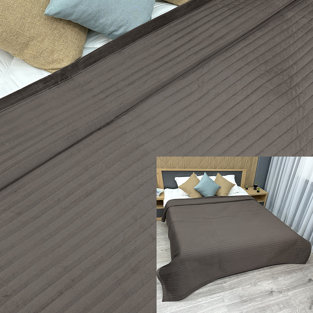 Покривало велюрове Кing Size 220х240 см колір венге (85-210) Київ - фото 1