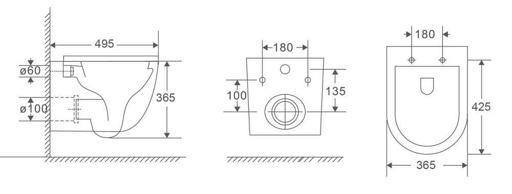 Унітаз підвісний Mixxus Premium Ellipse-0301-R 495x365x365mm, система змиву Rimless (MP6460) Київ - фото 5