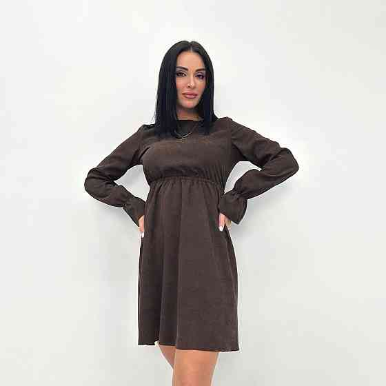Вельветова сукня із завищеною талією "Wesley" оптом | Норма | Розпродаж моделі Шоколадний, 46-48 Київ