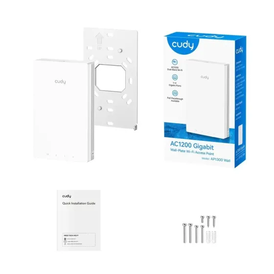 Точка доступу настінна WiFi 5 Cudy AP1300 Wall з підтримкою Mesh дводіапазонна гігабітна AC1200 (73-00659) Київ