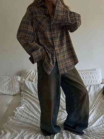 Жіноча трендова оверсайз сорочка у клітинку фланель Одеса