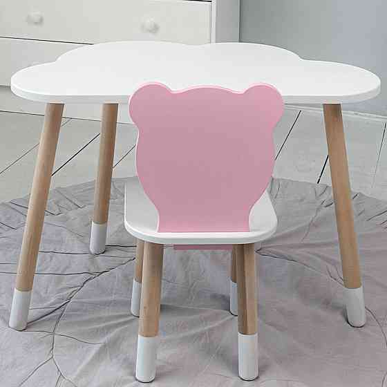 Игровой столик и стульчик для малыша идеальный комплект для рисования и учёбы Cтол тучка и стул мишка розовый Киев