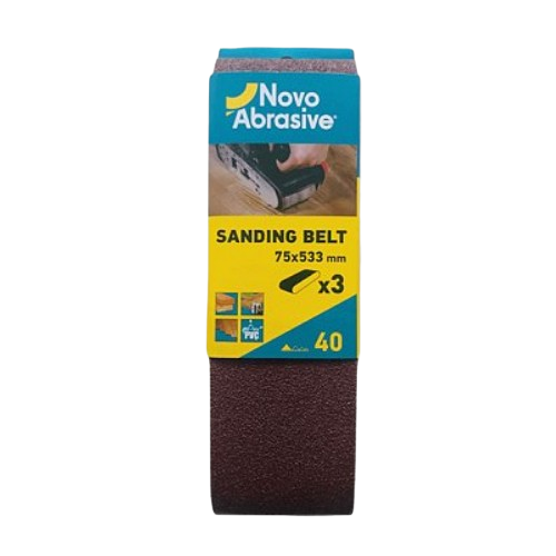 Стрічка шліфувальна 75*533мм P40 3 шт/уп NovoAbrasive Житомир