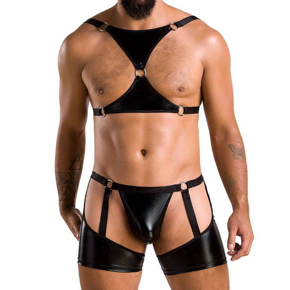 Комплект эротического мужского белья Passion 047 SET JOHN XXL/XXXL Black, трусы, портупея Sex Aura Киев - изображение 1
