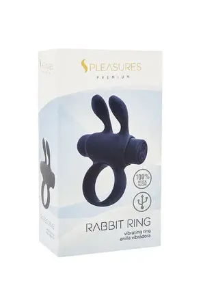 Ерекційне віброкільце S Pleasures Premium Rabbit Ring, чорне, зі знімною віброкулею та вушками Львів