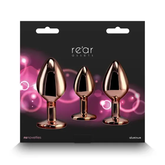 Набір анальних пробок NS Novelties Rear Assets - Trainer Kit - Rose Gold - Pink Heart Львів