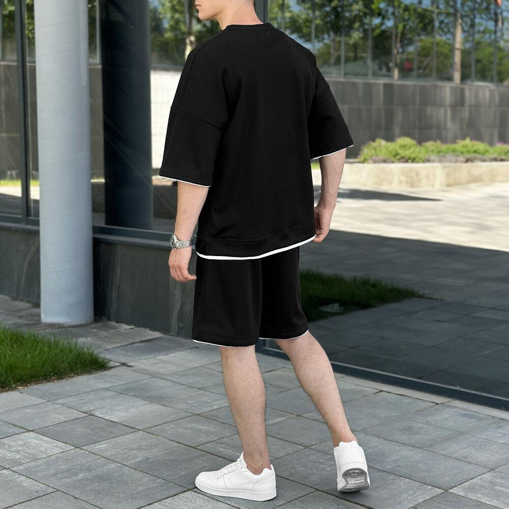 Мужской летний комплект шорты и футболка черный свободного кроя Pobedov Jack Киев - изображение 8