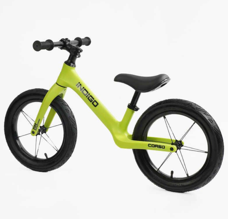 Біговел дитячий нейлонова рама та вилка надувні колеса 14'' Салатовий (D-2215-45) Чернигов - изображение 3