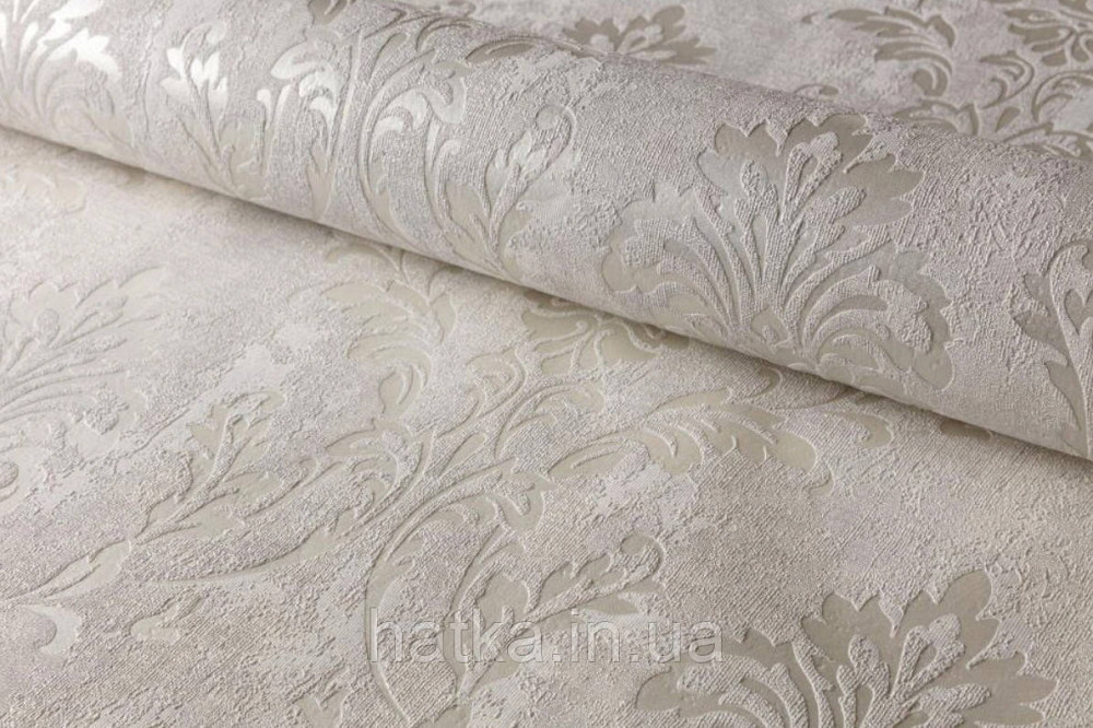Шпалери вінілові на флізеліні Grandeco Universe 5 вензелю завитки сріблясті на сірому Київ - фото 1